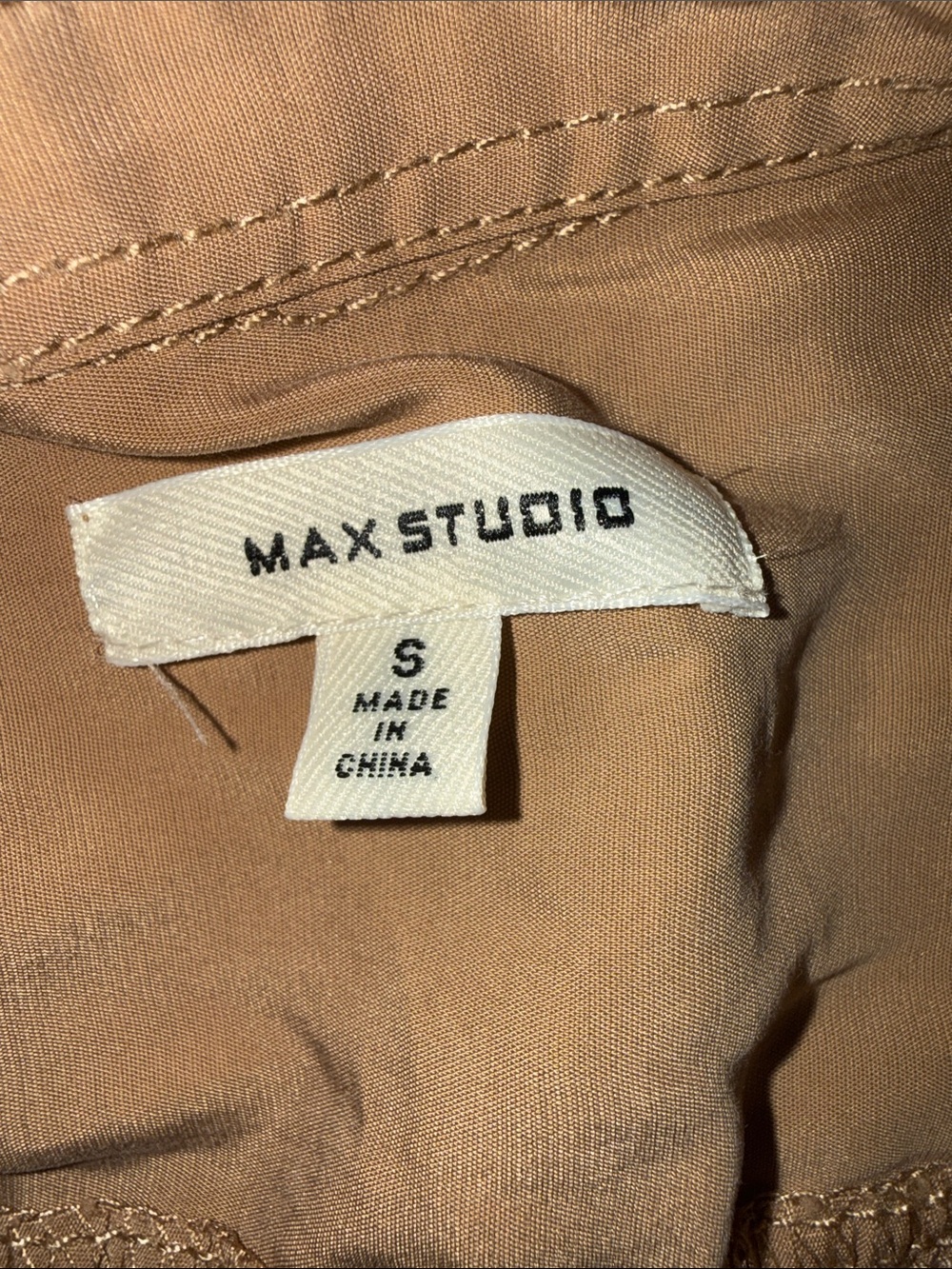 Max Studio Beige Short-Sleeve Utility Top - Picture 4 of 5